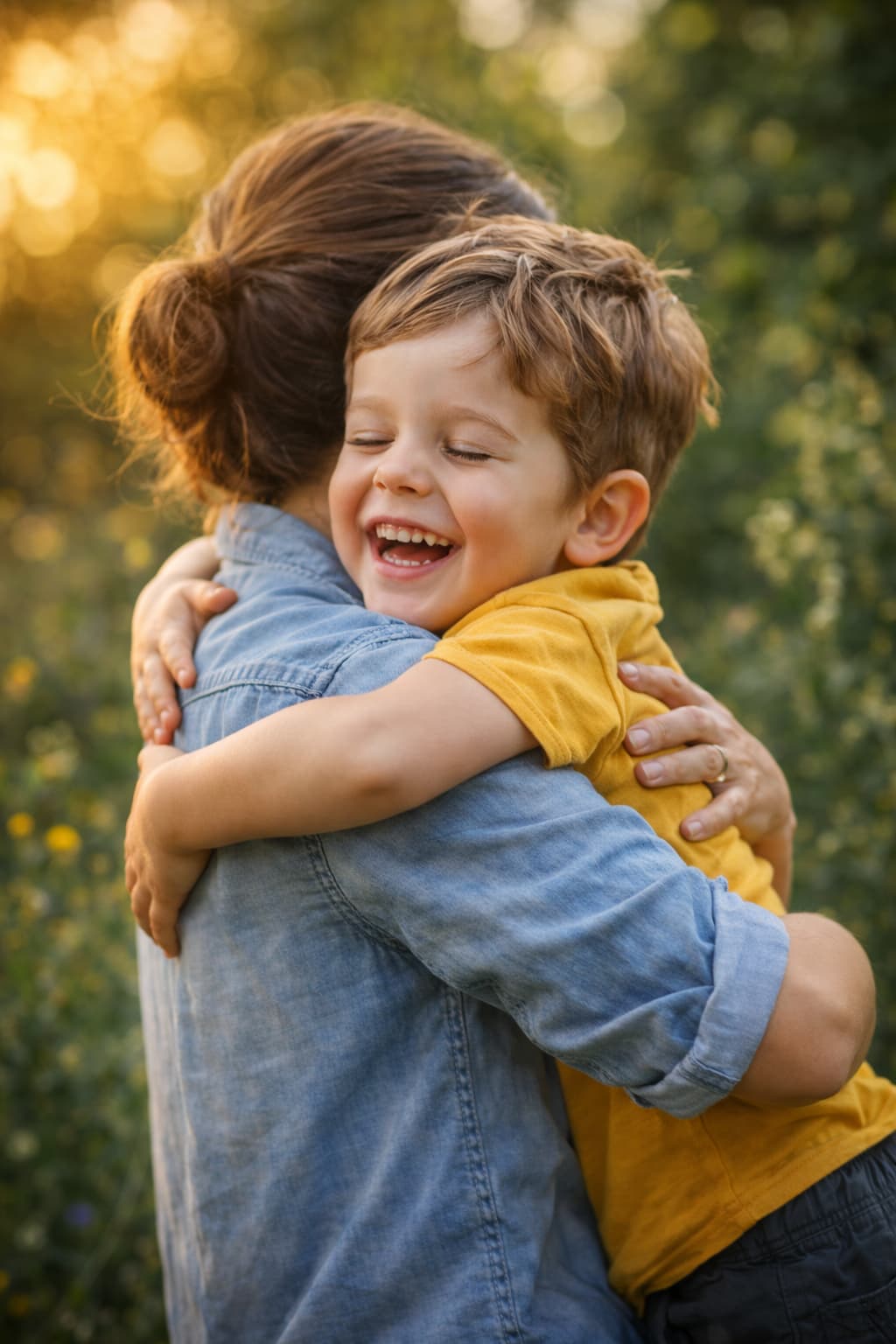 Moment de tendresse et de sécurité avec un enfant
