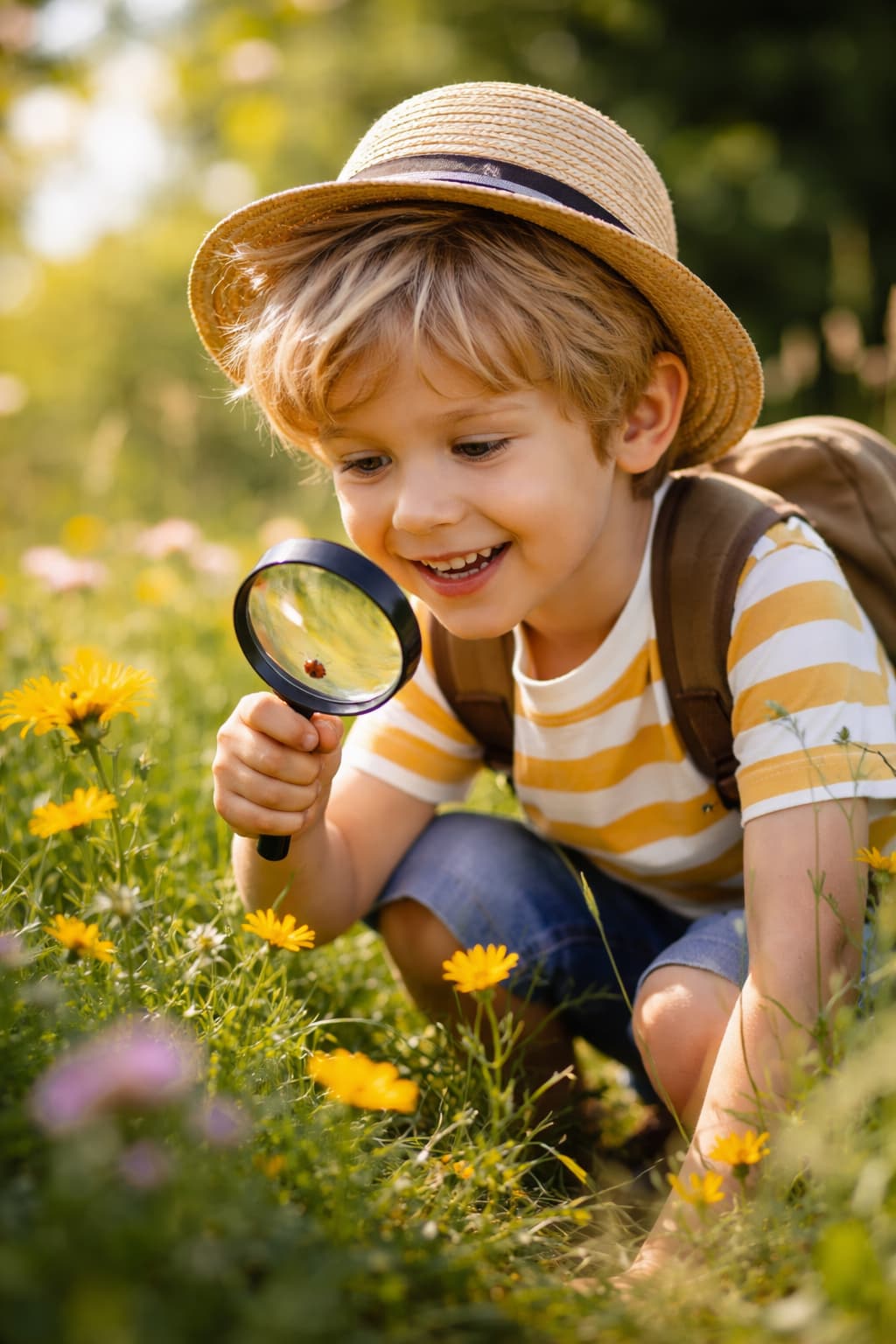 Enfant qui découvre la nature