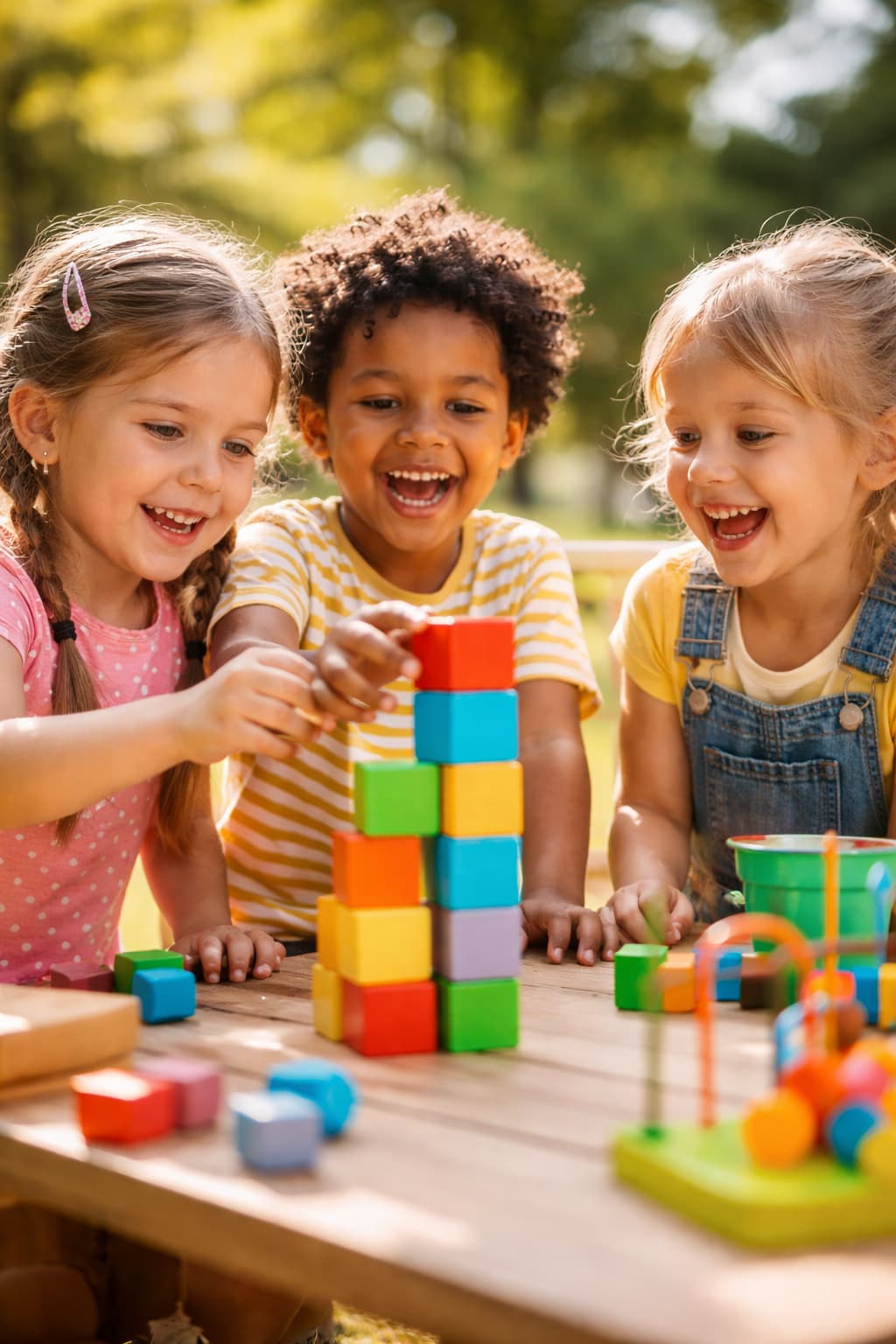 Enfants jouant ensemble et partageant une activité